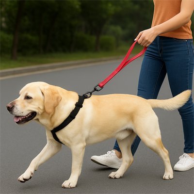 Chien tenu par la laisse chienPawFlex rouge