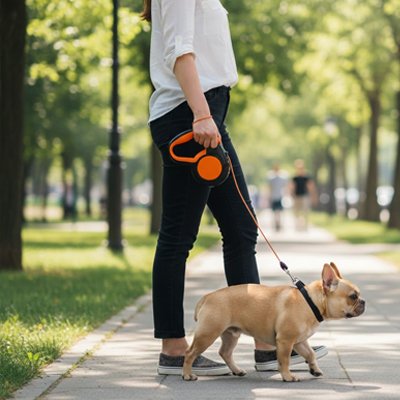 Laisse enrouleur pour chien orange