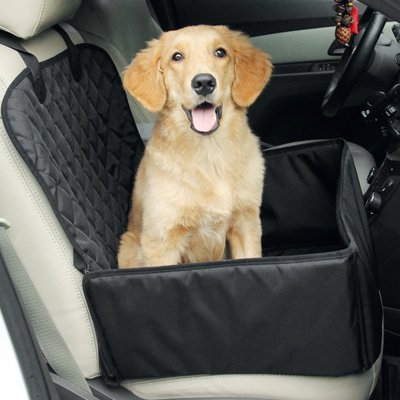 Siege auto pour chien PawTrip™ | chien installe sur banquette avant