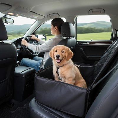 chien securise dans son siege auto Siege auto pour chien PawTrip™ 