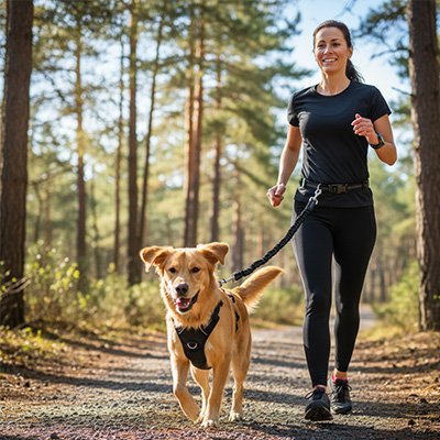 Laisse Canicross Extensible Main Libre - Joyeux chien