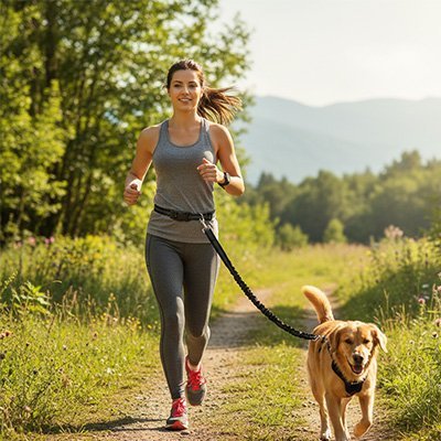 Laisse Canicross Extensible Main Libre - Joyeux chien