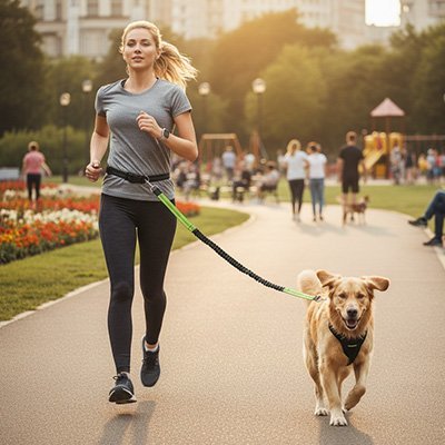 Laisse Canicross Extensible Main Libre - Joyeux chien