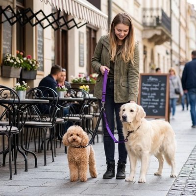 Laisse double pour Chien | TwinWalk™ - Joyeux chien
