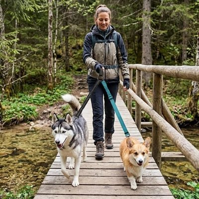 Laisse double pour Chien | TwinWalk™ - Joyeux chien