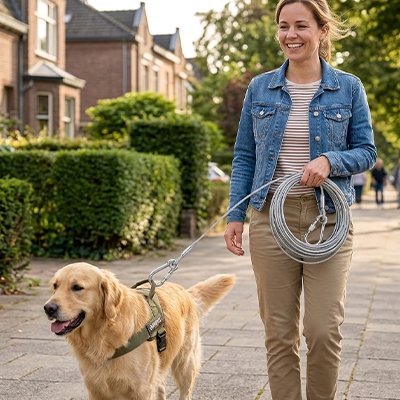 Longe pour chien | En fil d'acier long - Joyeux chien