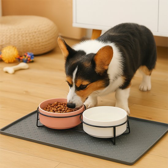 Tapis gamelle chien | PatteMat™ - Joyeux chien
